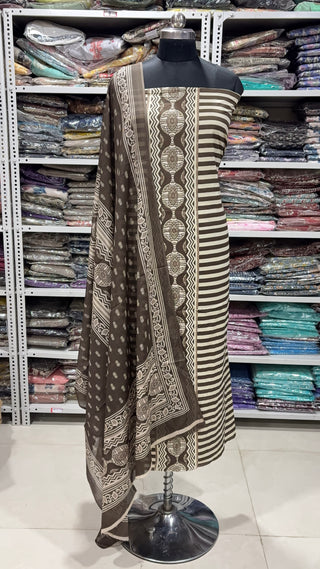 Handblock Cotton Suit Material with Cotton Dupatta