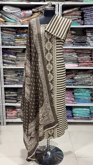 Handblock Cotton Suit Material with Cotton Dupatta