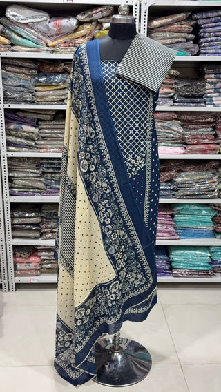 Handblock Cotton Suit Material with Cotton Dupatta