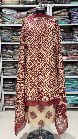 Handblock Cotton Suit Material with Cotton Dupatta
