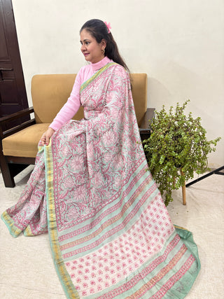 Maheshwari Silk Saree with Unstitched Blouse Piece (Lining Included)