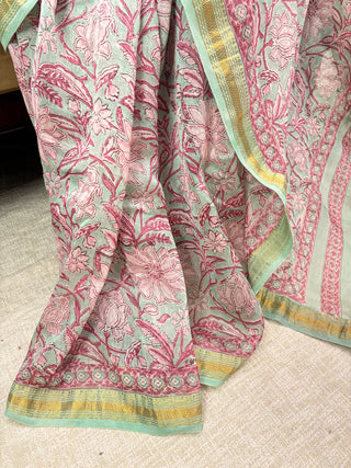 Maheshwari Silk Saree with Unstitched Blouse Piece (Lining Included)