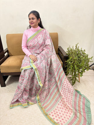 Maheshwari Silk Saree with Unstitched Blouse Piece (Lining Included)