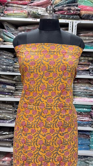 Cotton Block Print Office Wear Suit fabric with Kota Doria Dupatta
