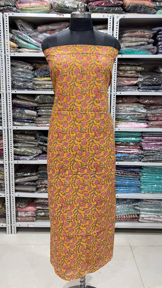 Cotton Block Print Office Wear Suit fabric with Kota Doria Dupatta