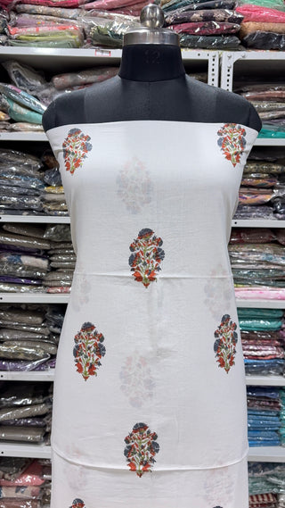 Cotton Block Print Office Wear Suit fabric with Kota Doria Dupatta