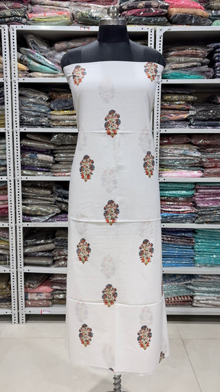 Cotton Block Print Office Wear Suit fabric with Kota Doria Dupatta