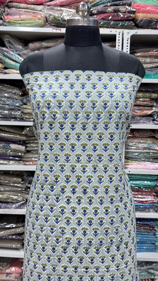 Cotton Block Print Office Wear Suit fabric with Kota Doria Dupatta