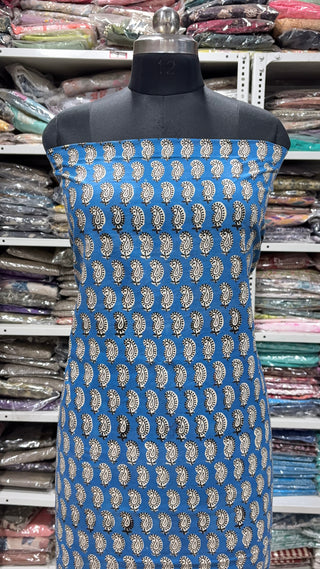 Cotton Block Print Office Wear Suit fabric with Kota Doria Dupatta