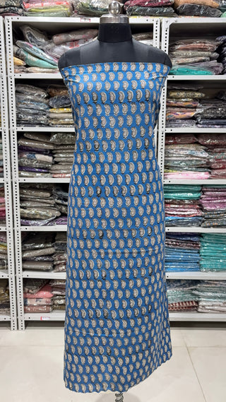 Cotton Block Print Office Wear Suit fabric with Kota Doria Dupatta