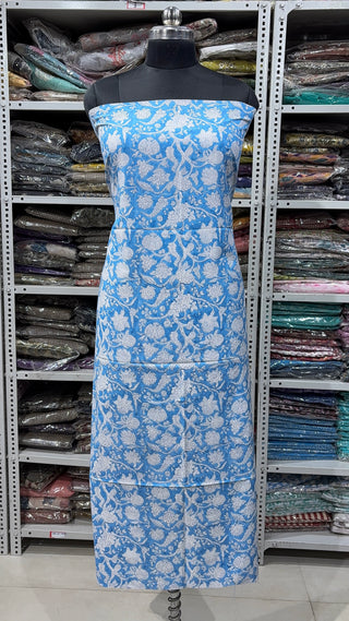 Cotton Block Print Office Wear Suit fabric with Kota Doria Dupatta