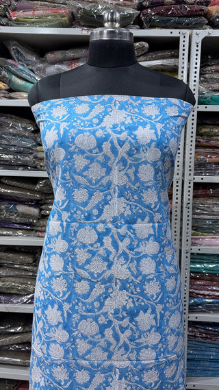 Cotton Block Print Office Wear Suit fabric with Kota Doria Dupatta