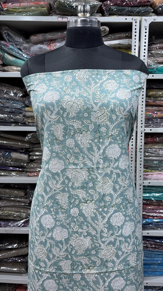 Cotton Block Print Office Wear Suit fabric with Kota Doria Dupatta