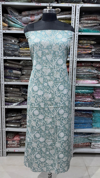 Cotton Block Print Office Wear Suit fabric with Kota Doria Dupatta