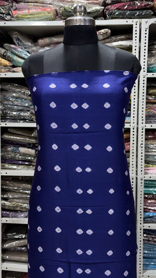 Bandhej Handblock Chanderi Suit Material with Chanderi Dupatta(Lining Included)
