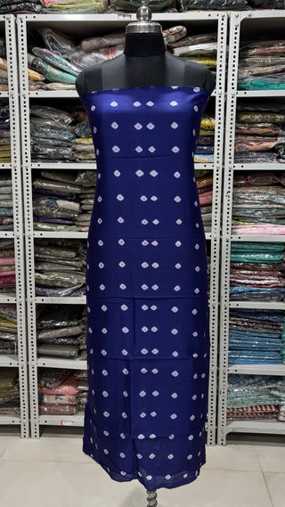 Bandhej Handblock Chanderi Suit Material with Chanderi Dupatta(Lining Included)