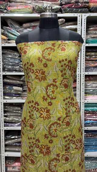 Hand block kota doria suit set for office wear with lining
