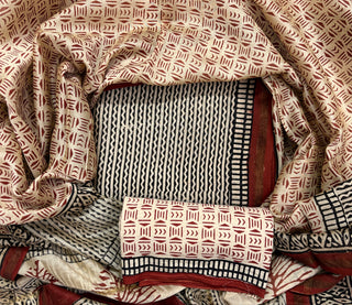 Handblock Chanderi Suit Material with Chanderi Dupatta(Lining Included)