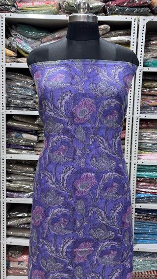 Hand block kota doria suit set for office wear with lining