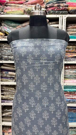 Hand block kota doria suit set for office wear with lining