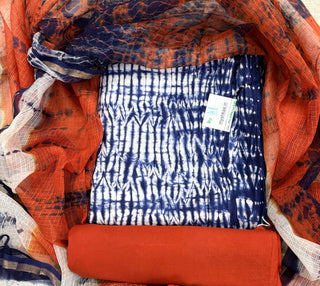 Cotton Handblock Office Wear Suit fabric with Kota Doria Dupatta