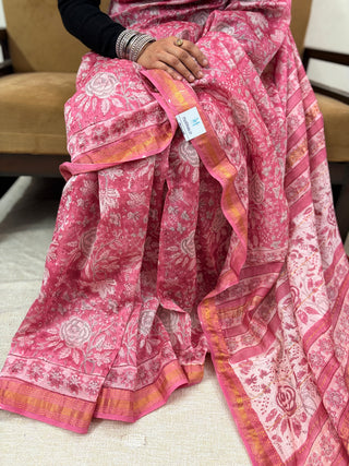 Maheshwari Silk Saree with Unstitched Blouse Piece (Lining Included)