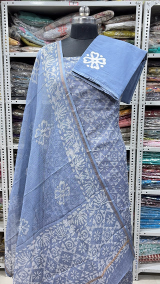 Hand block kota doria suit set for office wear with Lining included