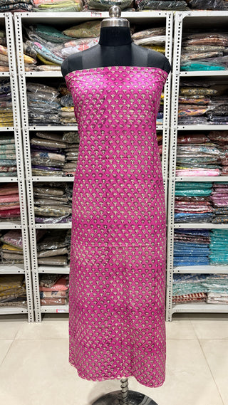 Cotton Block Print Office Wear Suit fabric with Kota Doria Dupatta