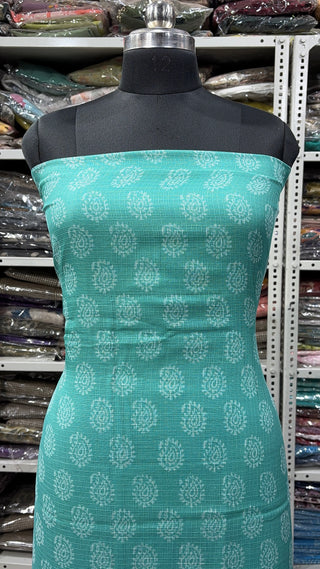 Hand block kota doria suit set for office wear with Lining included