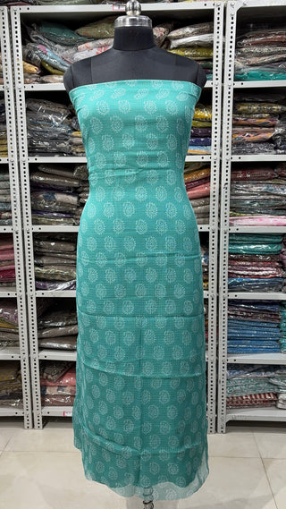 Hand block kota doria suit set for office wear with Lining included