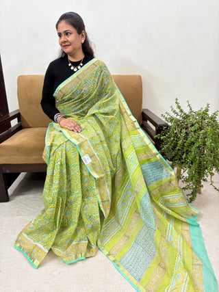 Office Wear Kota Doria Cotton Saree with Unstitched blouse Piece(Lining Included)