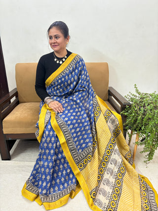 Premium Maheshwari Silk Saree with Unstitched Blouse Piece (Lining Included)