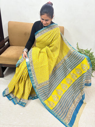 Premium Maheshwari Silk Saree with Unstitched Blouse Piece (Lining Included)