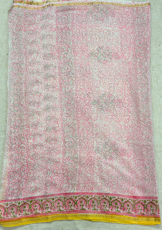 Premium Floral Yellow Chanderi Silk Saree with Unstitched Blouse Piece (Lining Included)