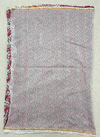 Off White Floral Chanderi Silk Saree with Unstitched Blouse Piece (Lining Included)