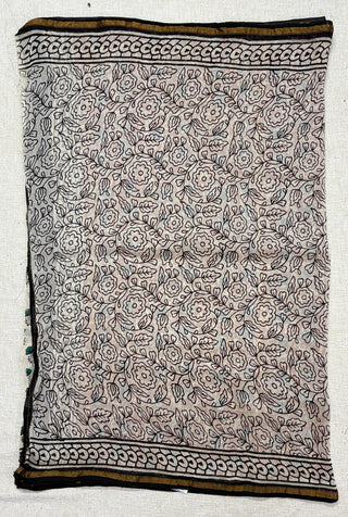 Handblock Chanderi Silk Saree with Zari Border and Unstitched Blouse Piece (Lining Included)