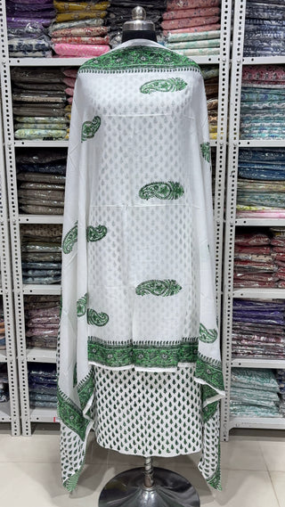 Handblock Cotton Suit Material with Cotton Dupatta