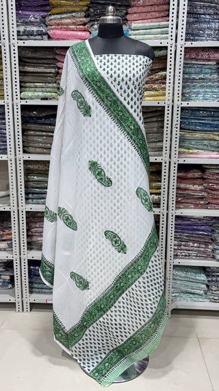 Handblock Cotton Suit Material with Cotton Dupatta