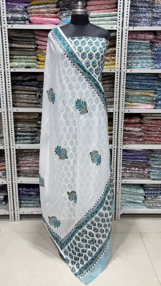 Handblock Cotton Suit Material with Cotton Dupatta