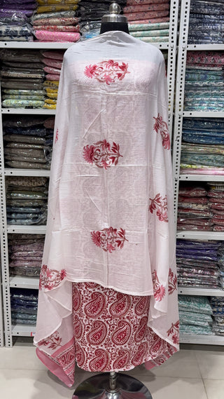 Handblock Cotton Suit Material with Cotton Dupatta