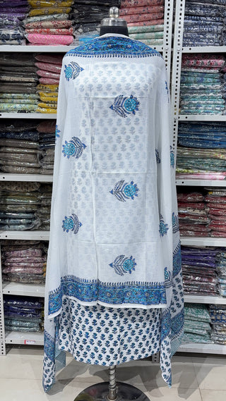 Handblock Cotton Suit Material with Cotton Dupatta