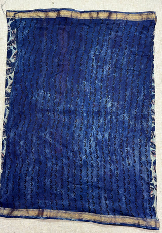 Vanaspati Ajrakh Maheshwari Silk Saree with Unstitched Blouse Piece (Lining Included)(No Chemical Dyes)