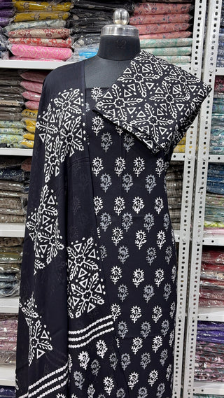 Handblock Cotton Suit Material with Cotton Dupatta