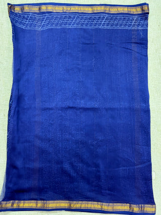 Handblock Maheshwari Silk Saree with Unstitched Blouse Piece(Lining Included)