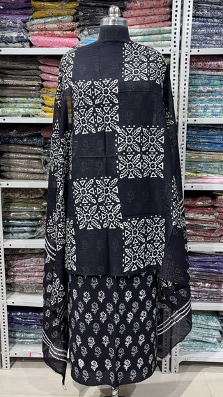 Handblock Cotton Suit Material with Cotton Dupatta