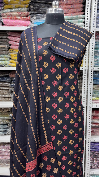 Handblock Cotton Suit Material with Cotton Dupatta