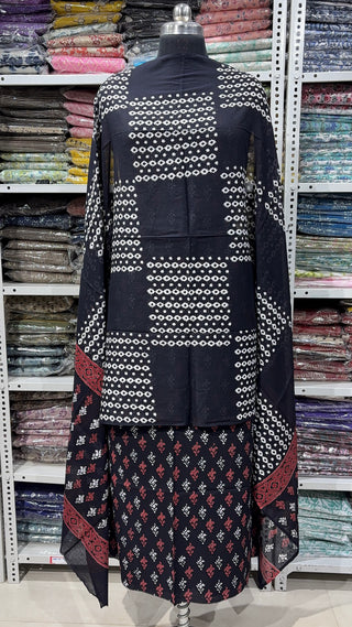 Handblock Cotton Suit Material with Cotton Dupatta