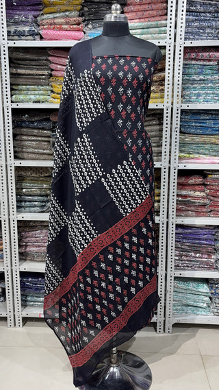 Handblock Cotton Suit Material with Cotton Dupatta