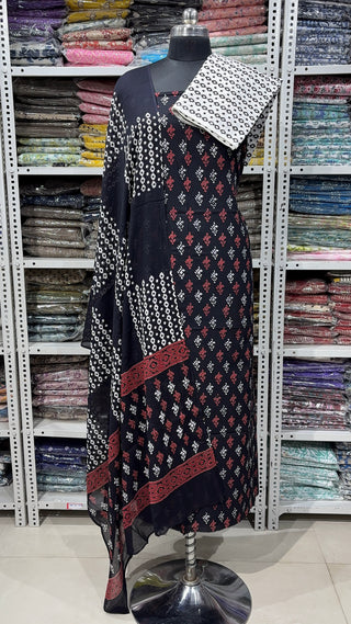 Handblock Cotton Suit Material with Cotton Dupatta