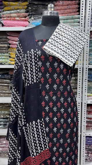 Handblock Cotton Suit Material with Cotton Dupatta